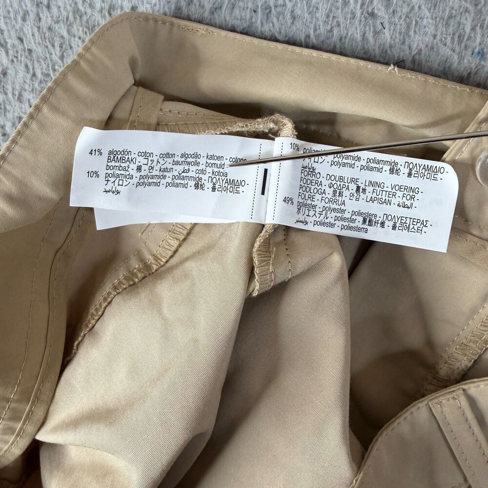 ZARA Cargo Mini Skirt Womens Small Tan Khaki Belt Loops Shorts Pockets Utility - Picture 8 of 8